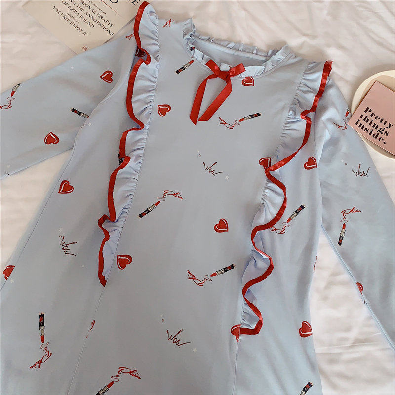 春秋长袖纯棉孕妇超长款长裙潮睡裙 晚安公主睡裙