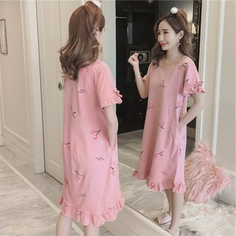 夏性感宽松纯棉韩版半袖春秋睡裙 晚安公主睡裙