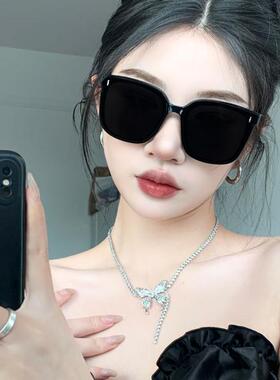 茉希妮2025新款防紫外线太阳镜大框高级感防晒百搭黑色显瘦墨镜女