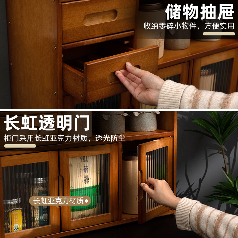 茶叶置物架茶水柜子茶台小茶桌台面家用实木功夫边几茶具边柜茶盘 - 图2