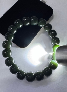 【和田玉手串】青玉老型珠单圈