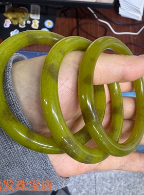 美人条天然岫玉飘糖叮当镯直播清货孔雀绿色油润女款细圆条手镯