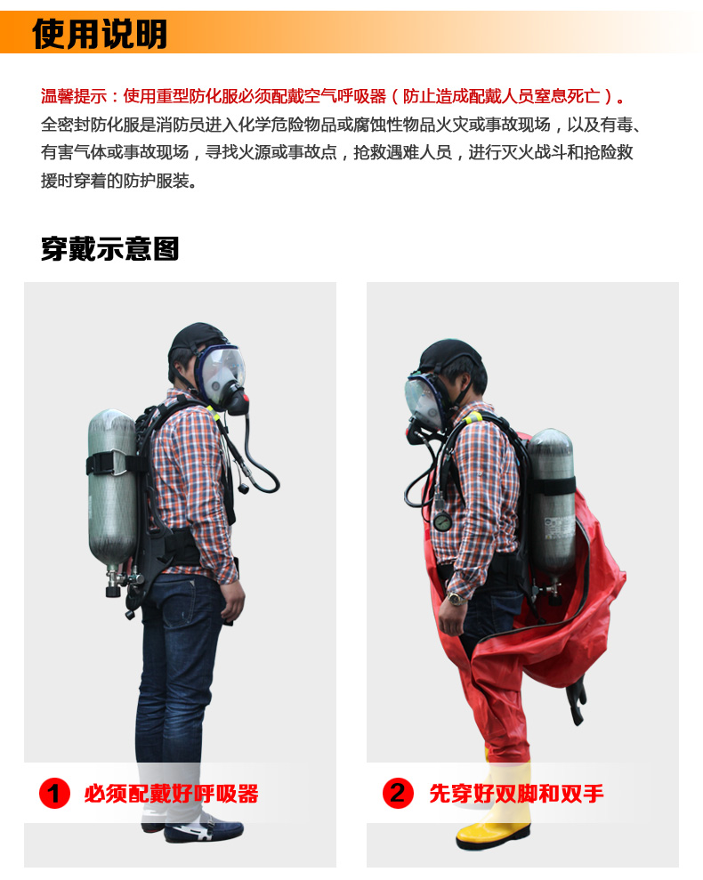 全封闭重型防化服连体耐酸碱液氨轻型消防防护服-图2