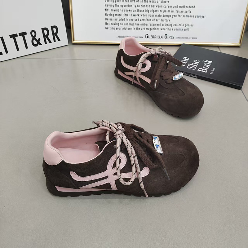 TTRR正品德训鞋磨砂皮拼接平底韩版女鞋2026春款绑带休闲学院百搭,淘宝优惠券,粉丝福利购,淘宝优惠卷