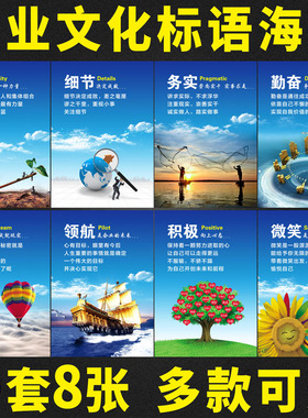 企业文化标语 会议室展板标识牌 公司员工励志海报团队办公室挂图