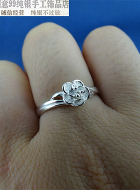 包邮99足银开口戒指女  海棠花 玫瑰花  丁香花梅花