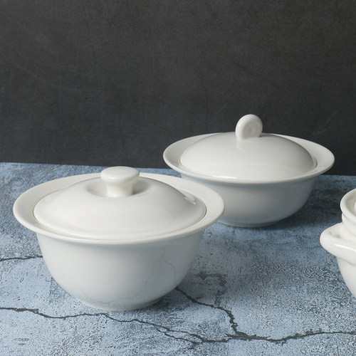 某牌 孤品】陶瓷带盖蒸蛋碗鱼翅碗【高端 新骨瓷】甜品燕窝汤盅碗 - 图0
