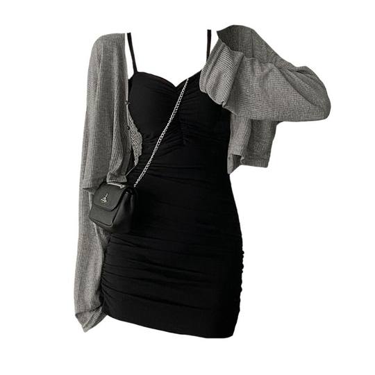 Plus size women's pure lust sweet and spicy pleated dress