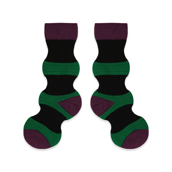 Lantern socks ກາງ calf ແມ່ຍິງ socks Miyake ແບບຍີ່ປຸ່ນ intestine ຫມູ socks ins ຖົງຕີນແມ່ຍິງ retro ສີແນວໂນ້ມ