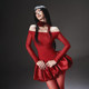 Sweet and spicy red pleated one-shoulder dress