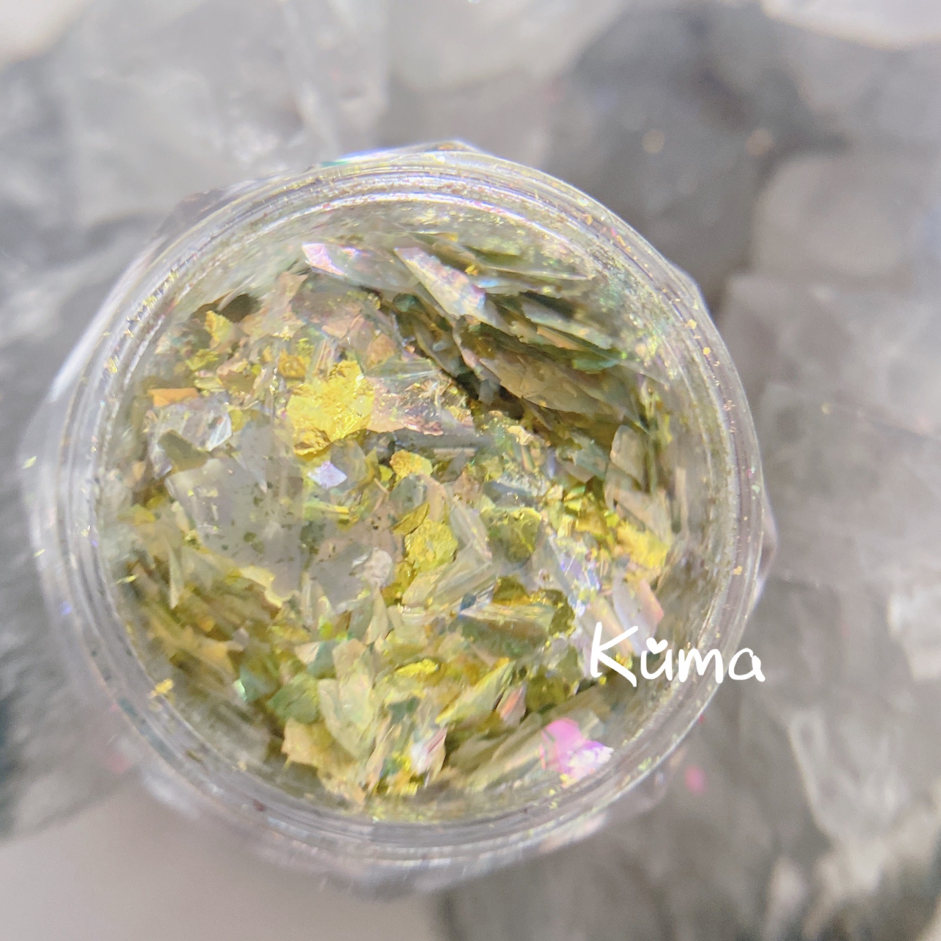 KUMA【蚀芥】欧泊粉黄银色云锦粉大片超薄服帖小红书款式美甲粉 - 图1