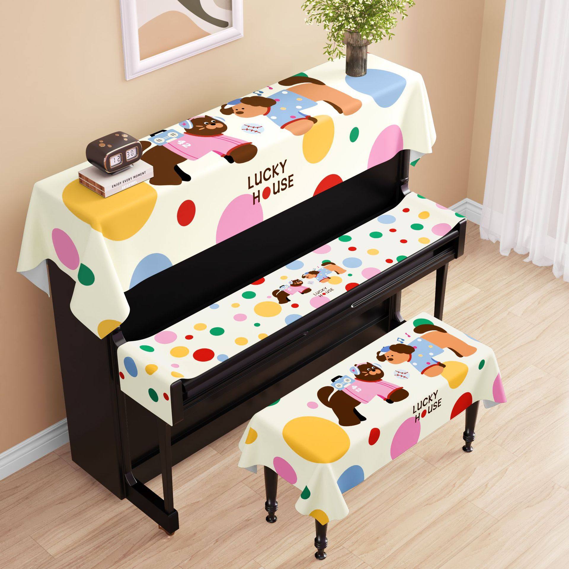 卡通钢琴罩盖布琴顶键盘防尘盖巾电子琴遮灰布琴凳陪读登方形换鞋,淘宝优惠券,粉丝福利购,淘宝优惠卷