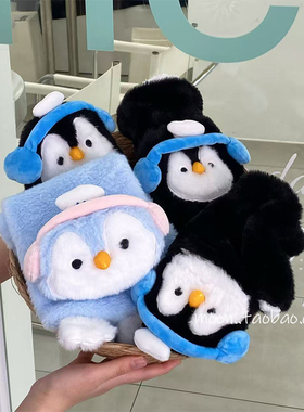 2025新款手套女秋冬季可爱企鹅户外骑行加绒加厚学生写字五指手套