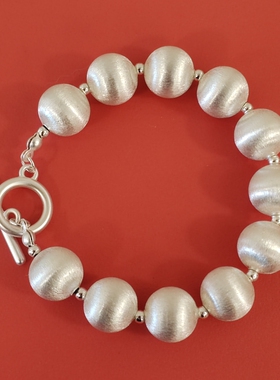 拉丝圆球系列重工深度拉丝银球手链简约轻奢珍珠光泽春夏手串项链