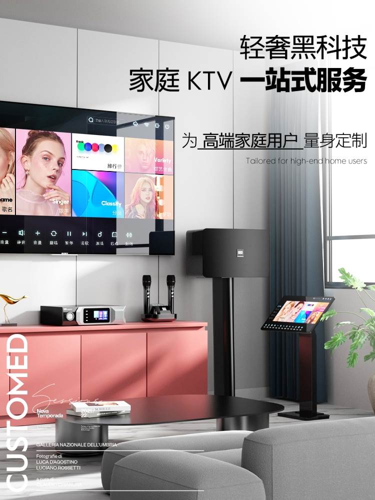 GOGOK6轻奢家庭ktv音响套装全套客厅家用k歌专业卡拉ok音箱点歌机-图3