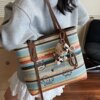 Super popular rainbow woven bag women's 2026 new women's bag commuting versatile single shoulder large capacity straw tote bag