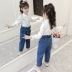 Quần áo bé gái mùa thu 2019 phiên bản mới của Hàn Quốc thời trang trẻ em lớn Bộ đồ hai mảnh màu đỏ đại dương - Phù hợp với trẻ em