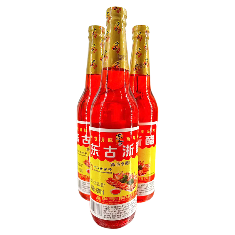 东古浙醋酿造食醋610ml*12瓶红醋汁泡萝卜吞水饺大闸蟹虾醋泡菜 - 图1