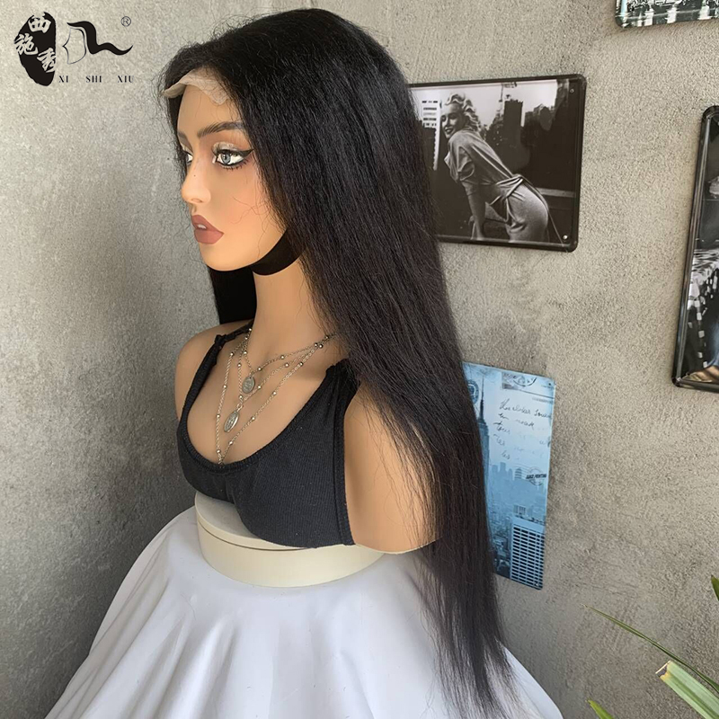 古风妆造时尚长直发自然色蕾丝假发头套4*4 blend hair lace wigs - 图0