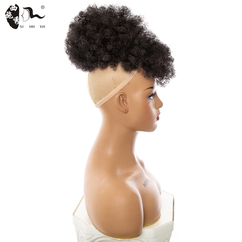 Afro kinky curly headband wigs clips hair puff非洲假发苞马尾 - 图2