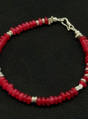 Oasistide 元气红手链 S925天然石手链手串情侣手链潮流款显白