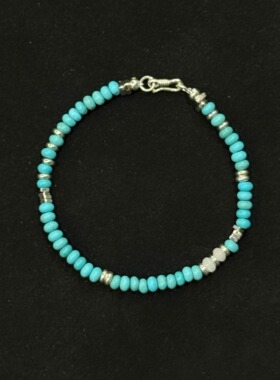 原创手工绿松石S925银手链