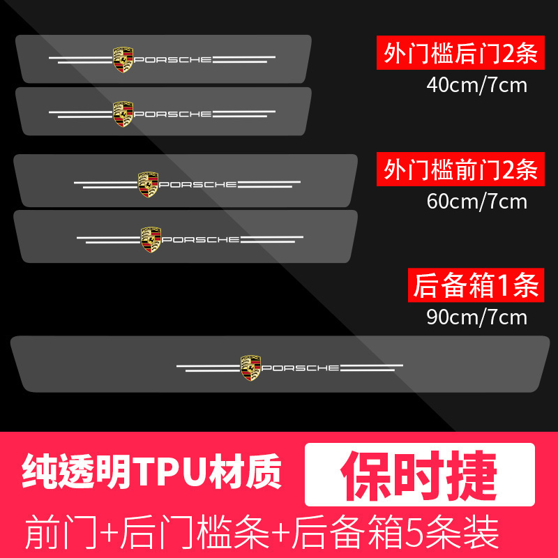 适用于保时捷新卡宴透明门槛条macan718隐形迎宾踏板防踩踏贴条-图2