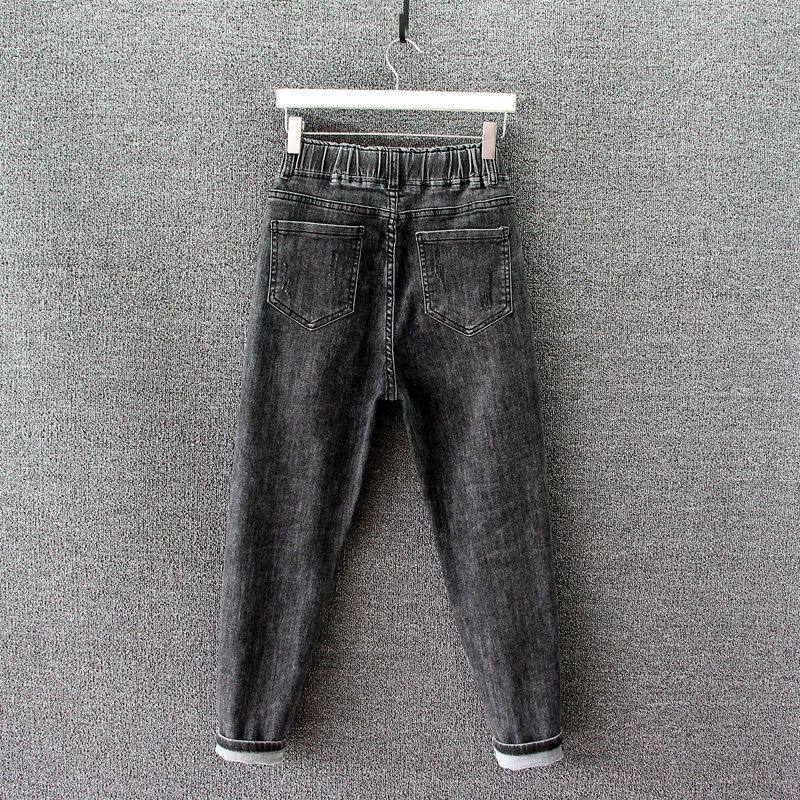 松紧腰牛仔裤女哈伦裤宽松大码胖妹妹显瘦弹力黑色高腰老爹裤新款,淘宝优惠券,粉丝福利购,淘宝优惠卷