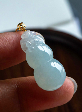 孤品【翡翠·福禄安康】吊坠挂饰品高级手工精雕葫芦项链一物一证