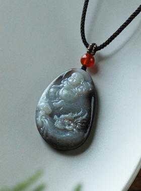 孤品【和田玉·笑佛龙吟】吊坠精工雕刻天然玉石项链收藏级送证书