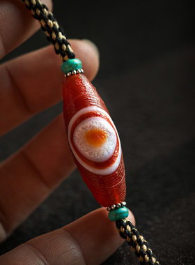孤品【玛瑙天珠】高品质天然红肉玛瑙天珠藏式编织项链  一物一图