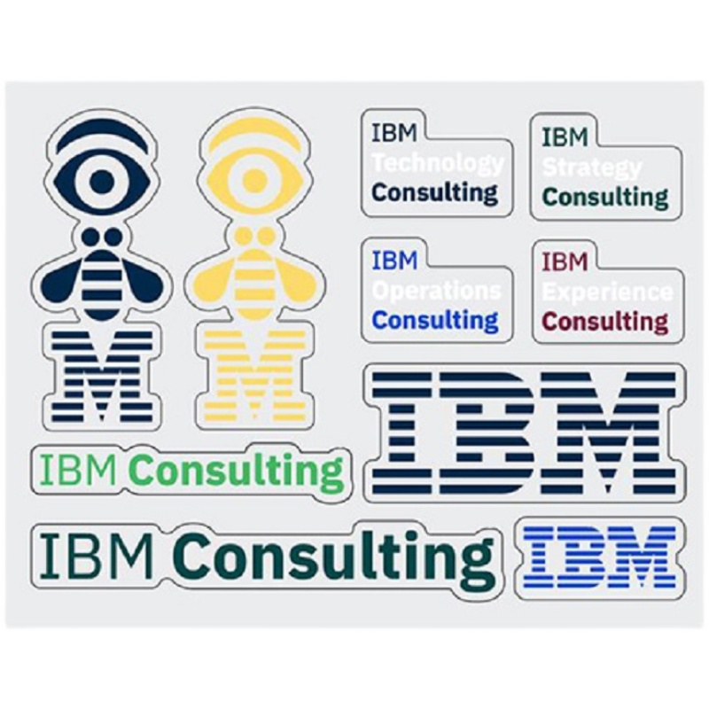 IBM Consulting 透明PVC贴纸(4张一套)贴纸行李箱笔记本冰箱头盔 - 图0