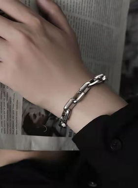 钛钢不掉色工业风粗链古巴链手链