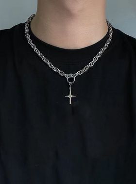 可拆卸吊坠十字芒星项链