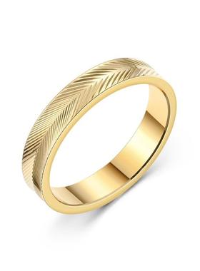 钛钢不掉色羽毛波纹戒指