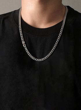 钛钢不掉色古巴链情侣项链