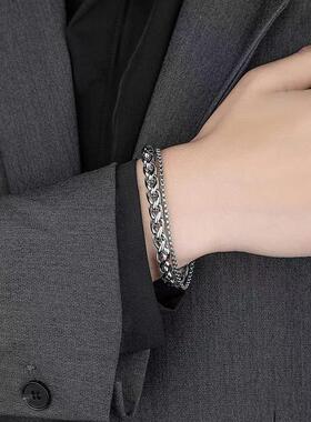 个性百搭钛钢素款手链双层手环