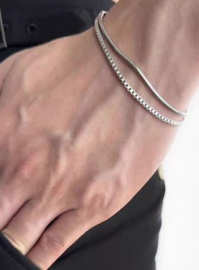 双层叠戴不锈钢蛇骨链手链