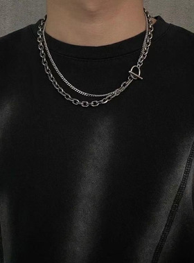 钛钢不掉色一字扣项链