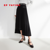 EP YYing Womens dress New Chinese style Wind Embroidery Mid 100 Pleated Half Dress 2023 Autumn Winter New 3413A