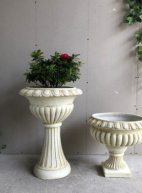欧式风吉祥花雕庭院大摆件罗马柱
