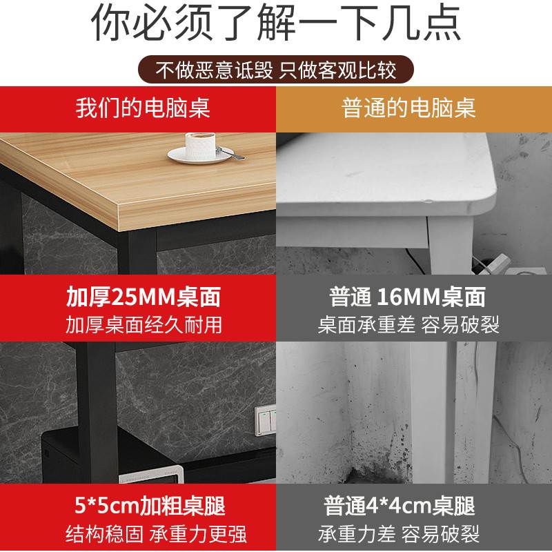 电脑台式桌家用卧室简约现代经济型钢木书桌双人写字学习办公桌子 - 图0