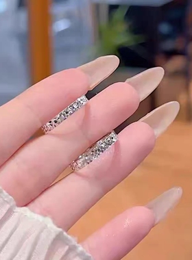 情侣足银时尚潮碎冰冰闭口戒指