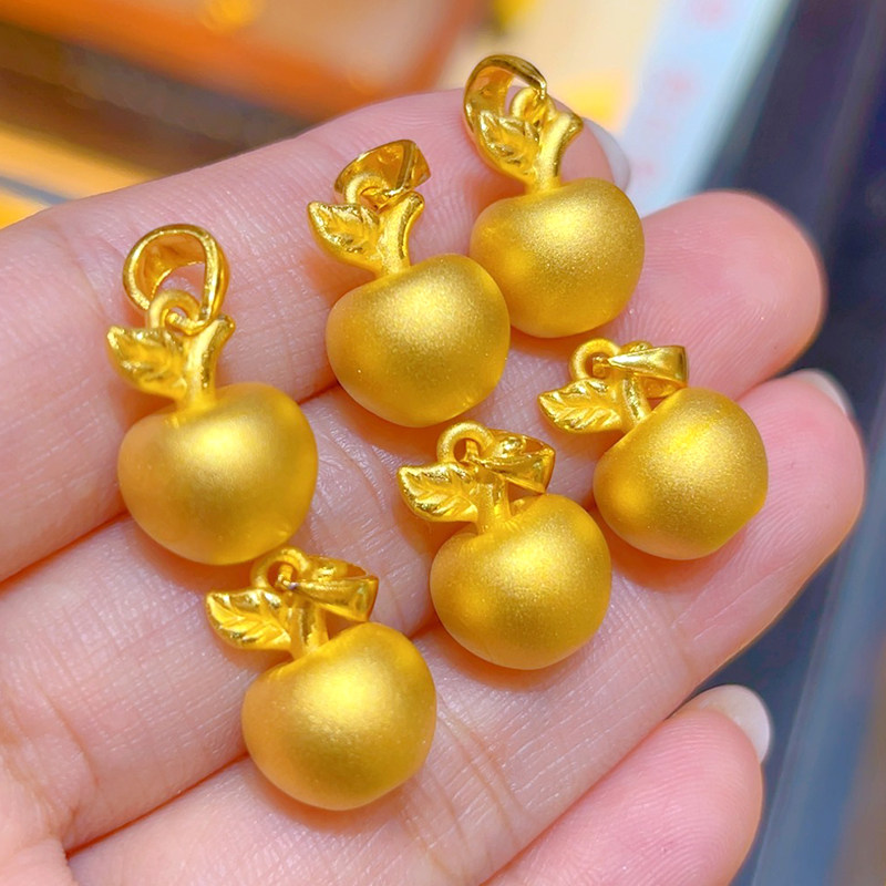 黄金苹果吊坠足金999平安果挂坠3D硬金圣诞节礼物纯金坠子项链女