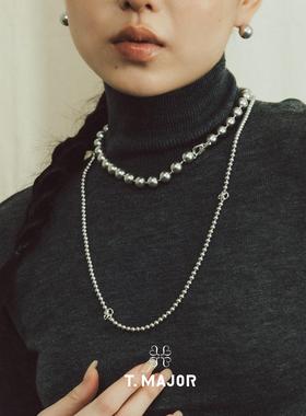 山茱萸系列 灰珍珠小花长项链
