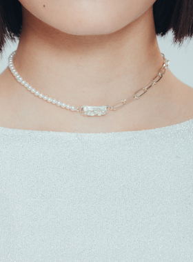 珍珠多种戴法小众原创设计风银链