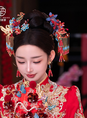 新款新娘结婚发饰红色琉璃