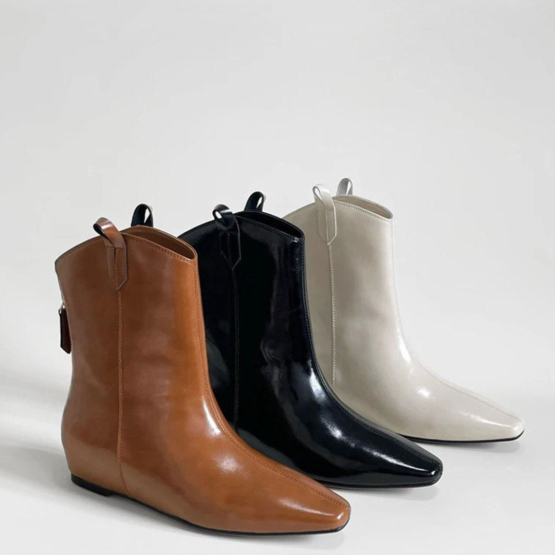 羊皮版~2025新款复古风西部短靴女v口尖头高跟马丁靴粗跟踝靴皮靴,淘宝优惠券,粉丝福利购,淘宝优惠卷