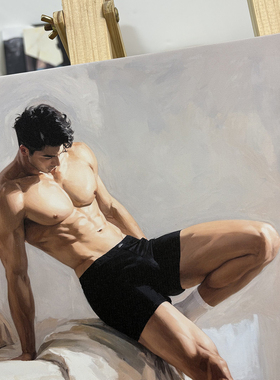 肌肉男健体白袜装饰画挂画高清微喷油画卧室靠墙客厅卧室挂画