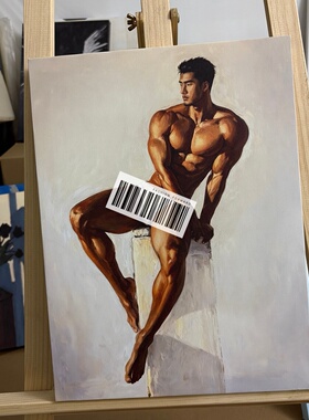 肌肉男雕塑装饰画古铜挂画喷绘油画卧室男体工作室艺术画框电表箱